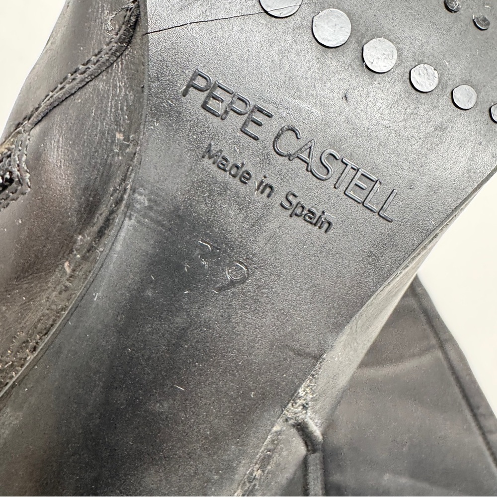 Vintage Pepe Castell Black Leather Knee-High Boots size 39 - Picture 7 of 7